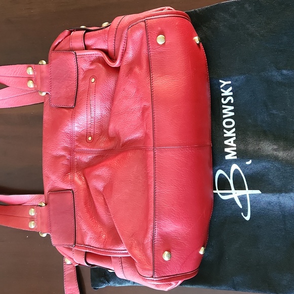 B. Makowsky Red Leather Handbag and Wallet - Picture 7 of 12